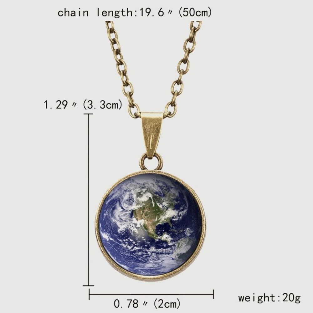 necklace Jewelry Glass Ball Glowing in dark Earth Planets Pendant